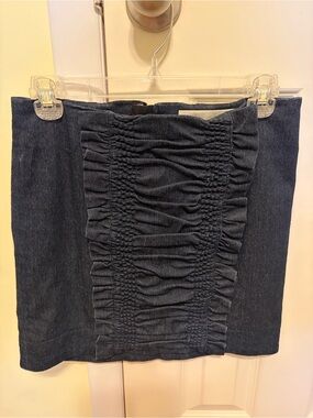Anthropologie Leifsdottir Ruched Denim Mini Skirt Size 4 Like New!